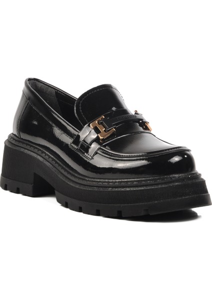 Siyah Rugan Kadın Loafer Ayakkabı modelleri