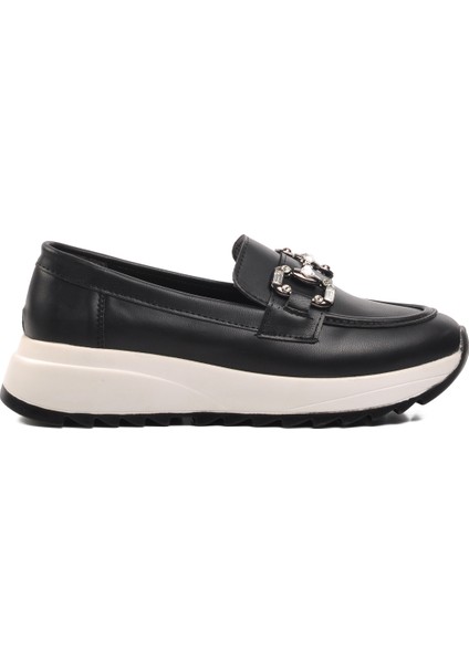 Siyah Cilt Kadın Düz Rahat Günlük Ayakkabı