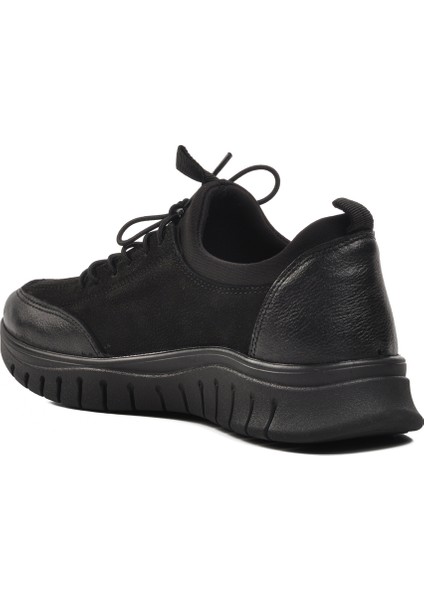 Siyah Nubuk Deri Kadın Düz Rahat Günlük Ayakkabı fırsatları