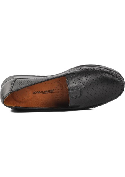 Siyah Deri Ortopedik Kadın Düz Rahat Günlük Ayakkabı indirimleri