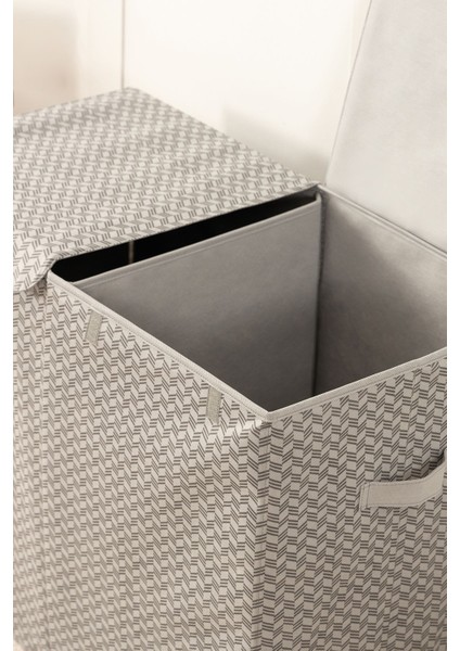 Gri Katlanabilir Çamaşır ve Oyuncak Saklama Sepeti 72x36x56, Balıksırtı Desen indirimleri