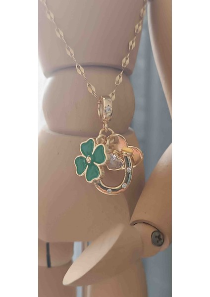 Şans Gold Charm Çelik Kolye