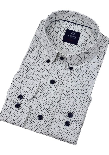 Erkek Puantiyeli Slim Fitt Uzun Kol Gömlek 2420 BGL-ST04382