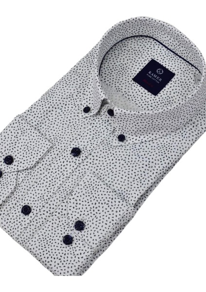 Erkek Puantiyeli Slim Fitt Uzun Kol Gömlek 2420 BGL-ST04382 fırsatları