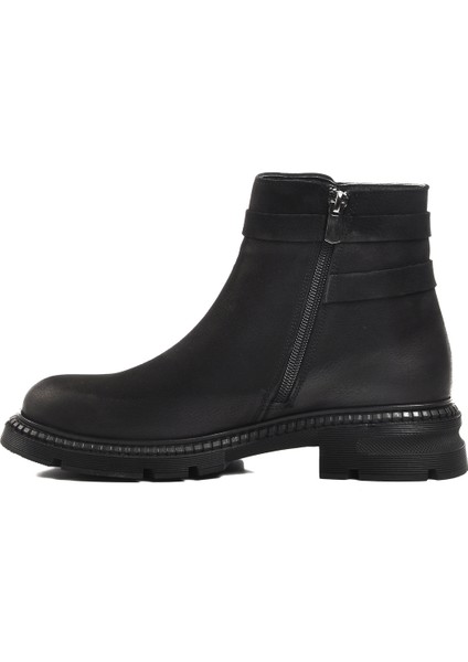 Siyah Nubuk Deri Kadın Biker Bot fiyatları