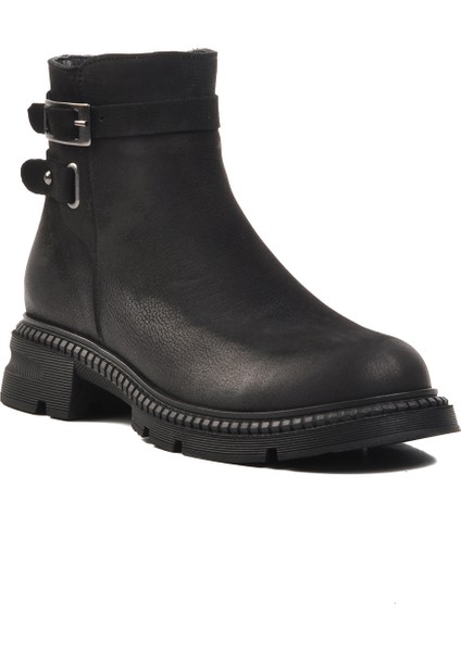 Siyah Nubuk Deri Kadın Biker Bot modelleri