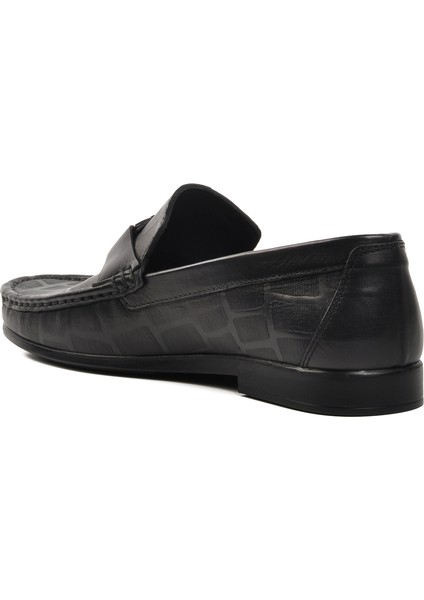 Siyah Deri Erkek Loafer Ayakkabı