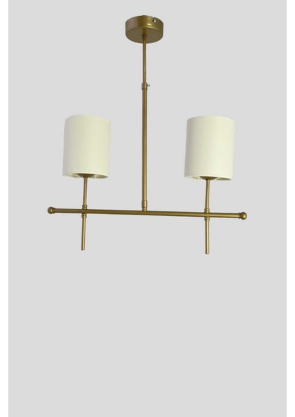 Henna 2'li Sıralı Eskitme Boyalı Modern Avize (Silindir Beyaz Abajurlu) modelleri