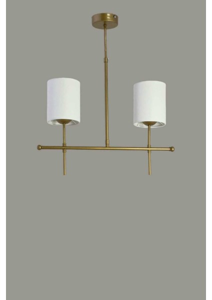 Henna 2'li Sıralı Eskitme Boyalı Modern Avize (Silindir Beyaz Abajurlu) fırsatları