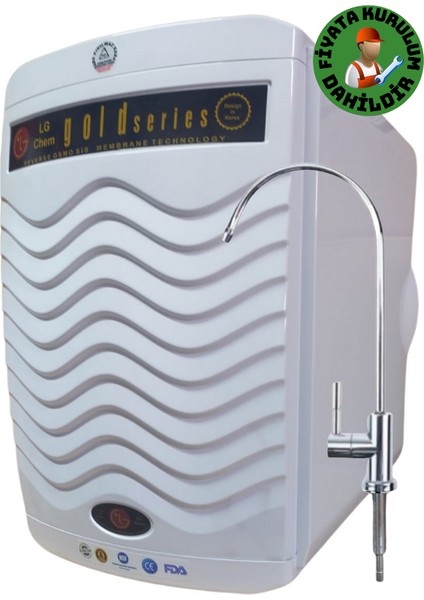 Lg Chem Ücretsiz Montajlı Gold Specıal 12 Litre 7 Filtre 14 Aşama Gümüş Iyon Tatlandırıcı Mineral Alkali 90 Gpd Nano Membranlı 304 Kalite Krom Musluklu 12 Litre Çelik Tanklı Su Arıtma Cihazı