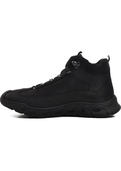 Siyah Nubuk Deri Sneaker Erkek Bot