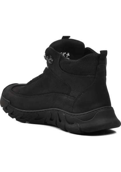 Siyah Nubuk Deri Sneaker Erkek Bot