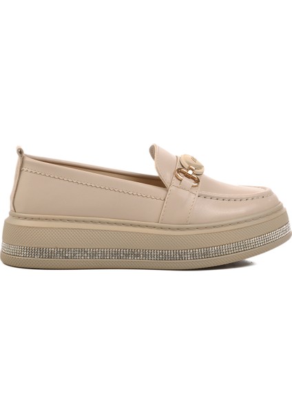 Bej Kadın Loafer Ayakkabı