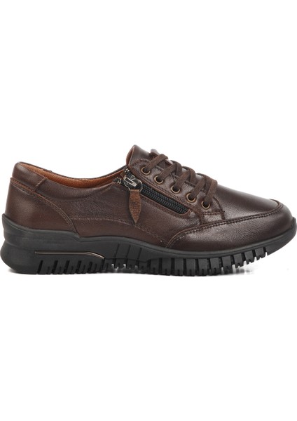 Kahve Deri Kadın Günlük Rahat Ayakkabı