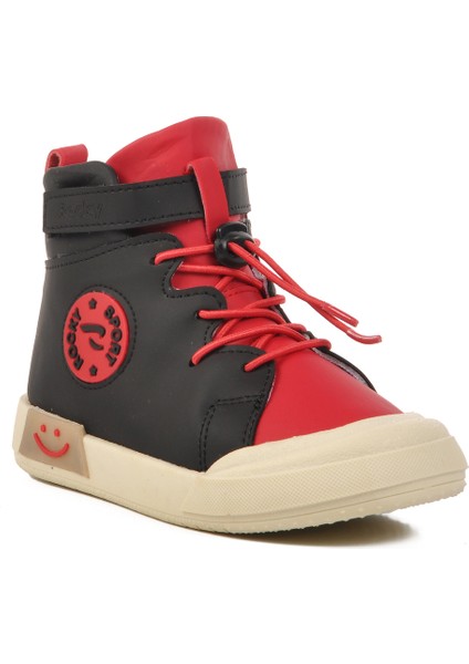 Siyah Kırmızı Çocuk Hi Sneaker Ayakkabı modelleri