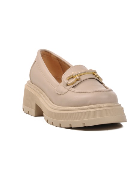 Bej Cilt Kadın Günlük Loafer Ayakkabı modelleri