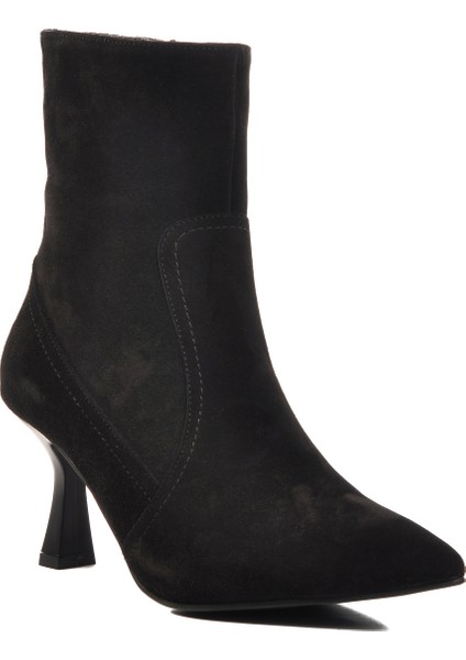 Siyah Süet Içi Polarlı Deri Kadın Topuklu Bot modelleri