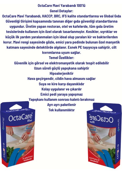 Metal Dedektörlü Mavi Yara Bandı 500 Adet (Paket) ( Isg ve Bakanlık Zorunlu)
