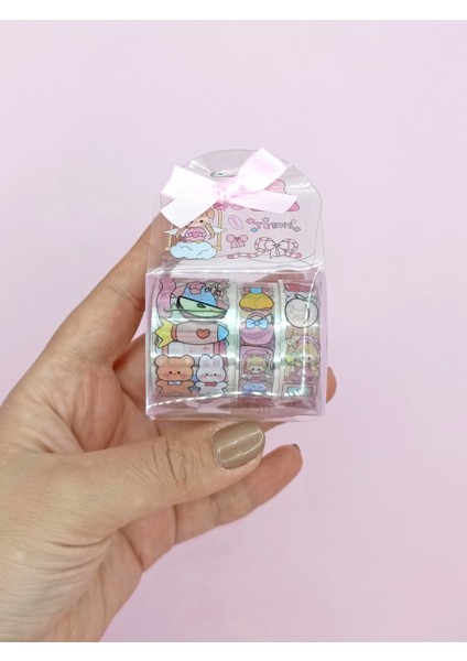 Fiyonk Çantalı Sevimli Kız Şeffaf Desenli Bant - Pembe fiyatları