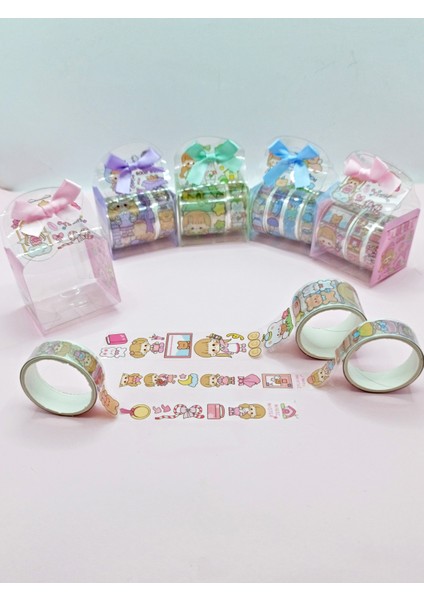 Fiyonk Çantalı Sevimli Kız Şeffaf Desenli Bant - Pembe modelleri