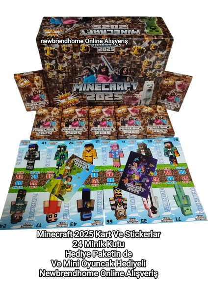Minecraft 2025 Kart+Sticker (24 Mini Kutu) Hediye Paketinde ve Mini Oyuncak Hediyeli Oyun Kağıtları fiyatları