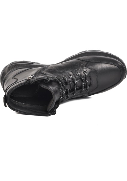 Siyah Deri Ortopedik Sneaker Erkek Bot