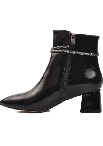 Siyah Rugan Poliüretan Kadın Topuklu Bot fiyatları