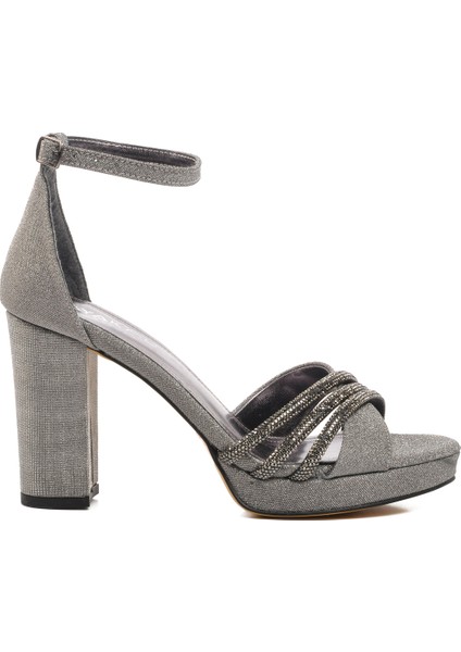 Gri Gümüş Platin Kadın Abiye Ayakkabı