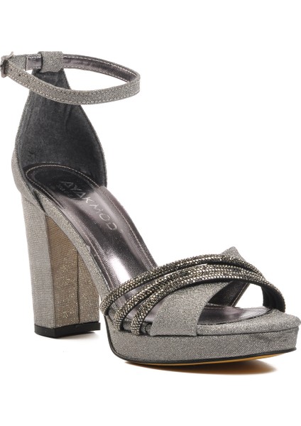 Gri Gümüş Platin Kadın Abiye Ayakkabı modelleri