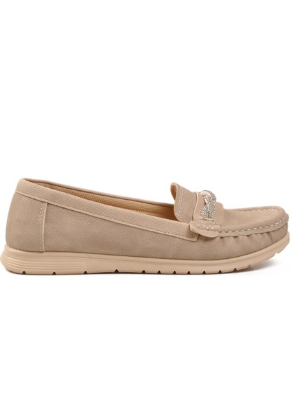 Bej Kadın Düz Rahat Günlük Ayakkabı