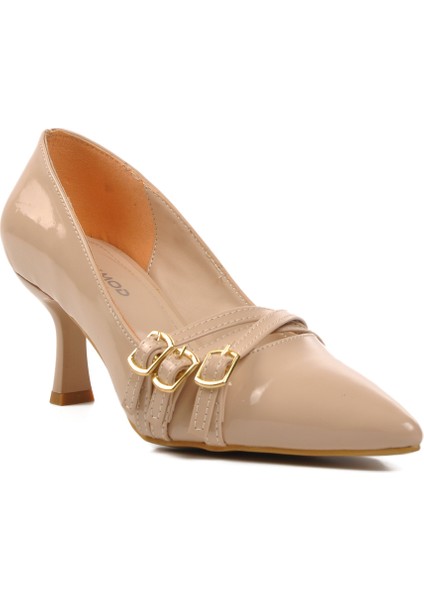 Nude Nut Rugan Kadın Topuklu Stiletto Ayakkabı modelleri
