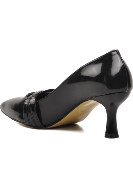 Siyah Rugan Kadın Topuklu Stiletto Ayakkabı fırsatları