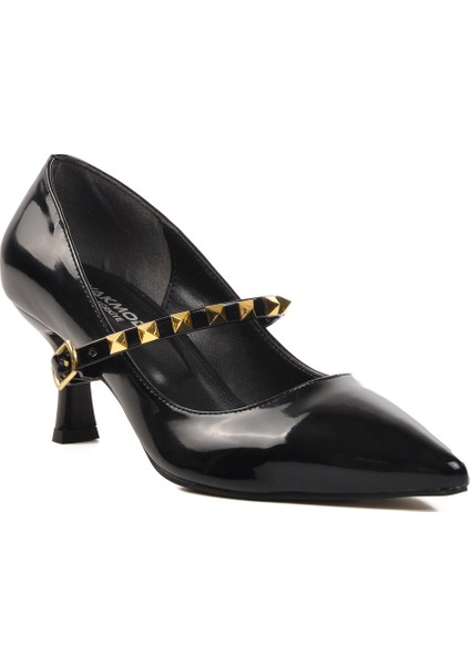 Siyah Rugan Kadın Topuklu Stiletto Ayakkabı modelleri