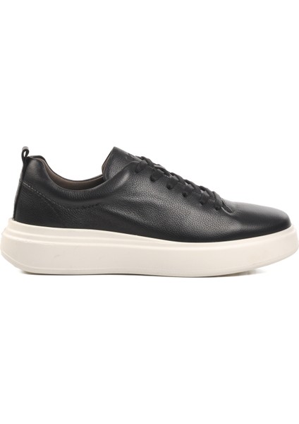 Siyah Ortopedik Deri Erkek Sneaker Ayakkabı