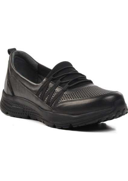 Siyah Deri Kadın Düz Rahat Günlük Ayakkabı modelleri