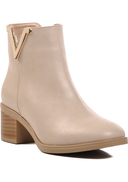 Bej Cilt Kadın Topuklu Bot modelleri