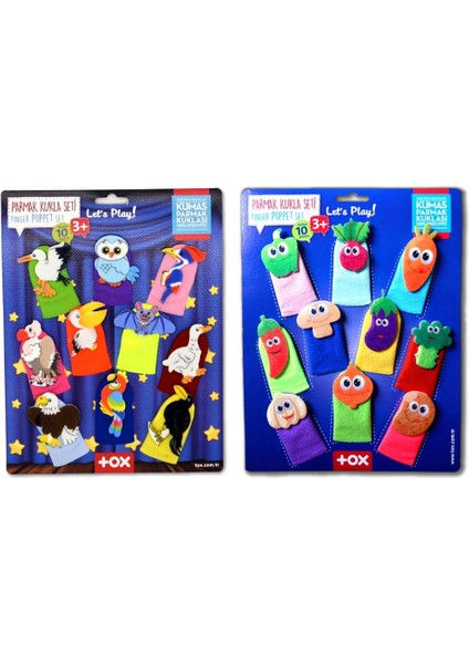 2 Set - 20 Parça Tox Sebzeler ve Uçan Hayvanlar Parmak Kukla T104 T222