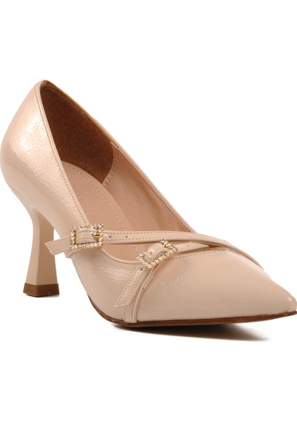 Bej Kırışık Kadın Topuklu Stiletto Ayakkabı modelleri