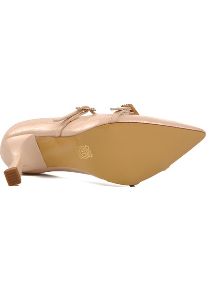 Bej Kırışık Kadın Topuklu Stiletto Ayakkabı indirimleri