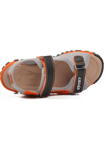 Siyah Turuncu Erkek Çocuk Düz Sandalet fırsatları