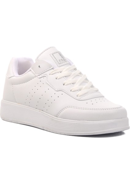 Beyaz Bağcıklı Sneaker Ayakkabı