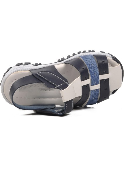 Lacivert Kot Beyaz Bebek Düz Sandalet fırsatları