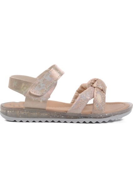 Bej Sedef Simli Kız Çocuk Düz Sandalet