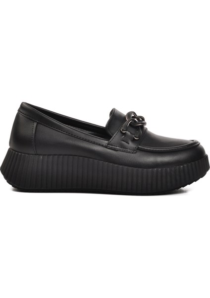 Siyah Cilt Kadın Düz Rahat Günlük Ayakkabı