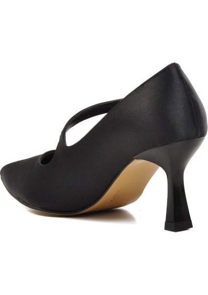 Siyah Saten Kadın Topuklu Stiletto Ayakkabı fırsatları