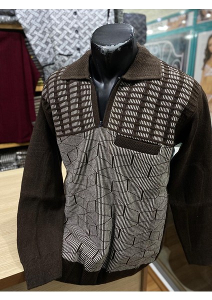 Erkek Triko Yarım Fermuarlı Cepli Kazak fiyatları