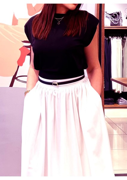 Mevsimlik Pamuk Saten Cepli Uzun Etek. fırsatları