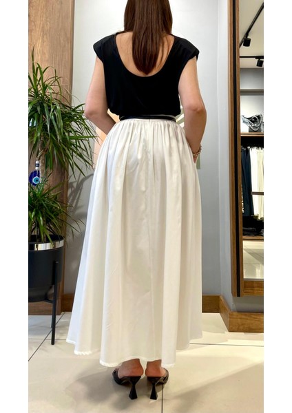 Mevsimlik Pamuk Saten Cepli Uzun Etek. indirimleri