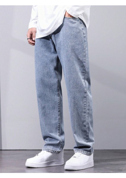 Erkek Casual Baggy Denim Jean Kot Pantolon