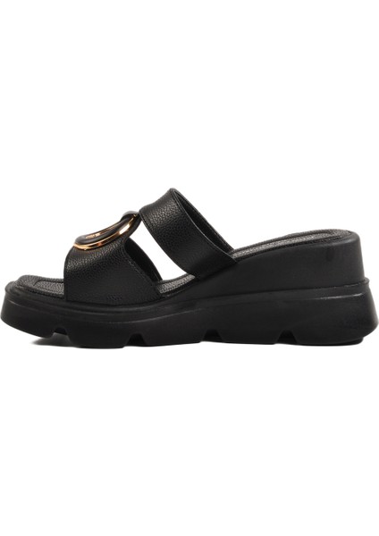 Siyah Yüksek Taban Kadın Dolgu Topuk Terlik fiyatları